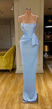 Blue Mermaid Simple Unique Straps Long Prom Dresses PD151