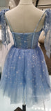 Blue Tulle Real Made High Quality Popular Short Homecoming Dresses HD011