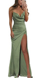 Champagne Mermaid Spaghetti Straps Modest Long Elegant Evening Prom Dresses PD1031