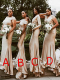 Champagne Mismatched Mermaid Popular Formal Bridesmaid Dresses BD020