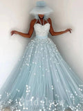 Charming A-line New Unique Tulle Elegant Princess Long Women Evening Prom Dresses PD731