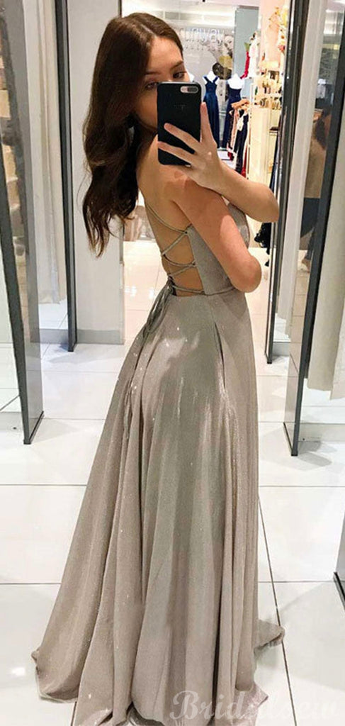 Charming A-line Sequin Sparkly Spaghetti Straps Elegant Long Prom Dresses PD353