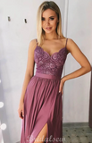 Charming A-line Spaghetti Straps Sleeveless Modest Long Prom Dresses, Evening Dress PD439
