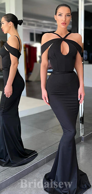 Charming Black Mermaid Unique New Sleeveless Long Party Evening Prom Dresses PD987