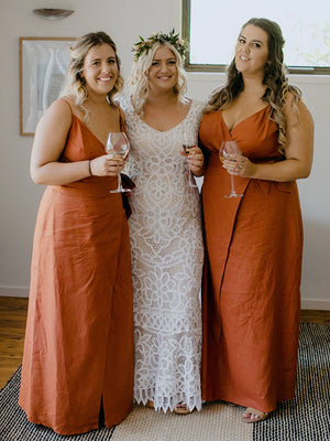 Charming Burnt Orange Simple New Floor-Length Elegant Long Popular Bridesmaid Dresses BD218