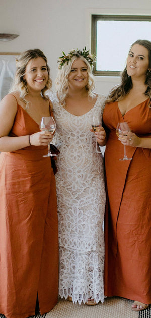 Charming Burnt Orange Simple New Floor-Length Elegant Long Popular Bridesmaid Dresses BD218