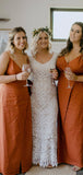 Charming Burnt Orange Simple New Floor-Length Elegant Long Popular Bridesmaid Dresses BD218