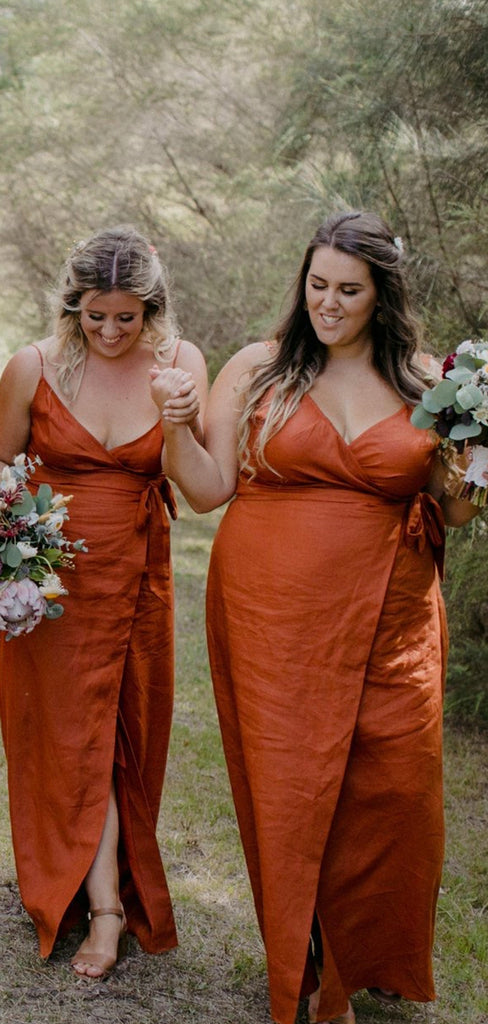 Charming Burnt Orange Simple New Floor-Length Elegant Long Popular Bridesmaid Dresses BD218