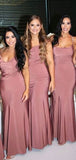 Charming Dusty Rose Spaghetti Strap Elegant Long Simple Bridesmaid Dresses BD221