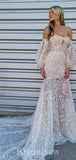 Charming Elegant Mermaid Luxurious Unique Vintage Long Romantic Wedding Dresses WD419