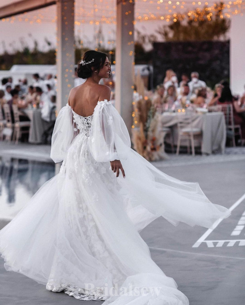 Charming Lace Appliques Mermaid Detachable Princess Classy Fairy Beach Vintage Long Wedding Dresses WD339