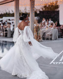 Charming Lace Appliques Mermaid Detachable Princess Classy Fairy Beach Vintage Long Wedding Dresses WD339