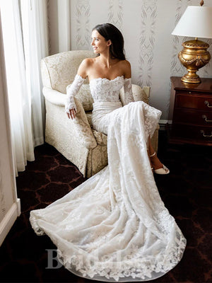 Charming Mermaid Luxurious Sexy Vintage Long Romantic Wedding Dresses WD418