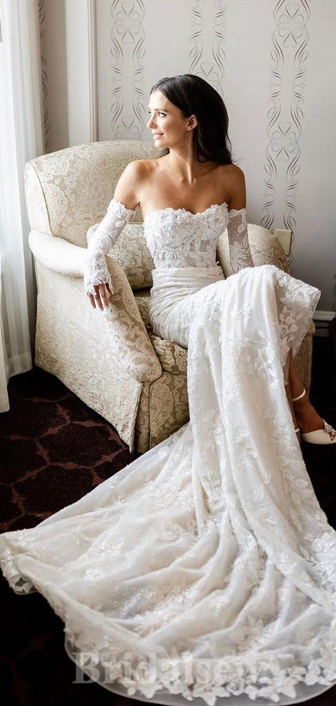 Charming Mermaid Luxurious Sexy Vintage Long Romantic Wedding Dresses WD418