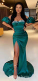 Charming Mermaid Satin Modest New Long Slit Elegant Evening Prom Dresses PD1187