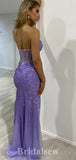 Charming New Sequin Purple Elegant Mermaid Formal Long Evening Prom Dresses PD1040