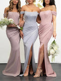 Charming Popular Off the Shoulder New Plus Size Modest Long Formal Bridesmaid Dresses BD207