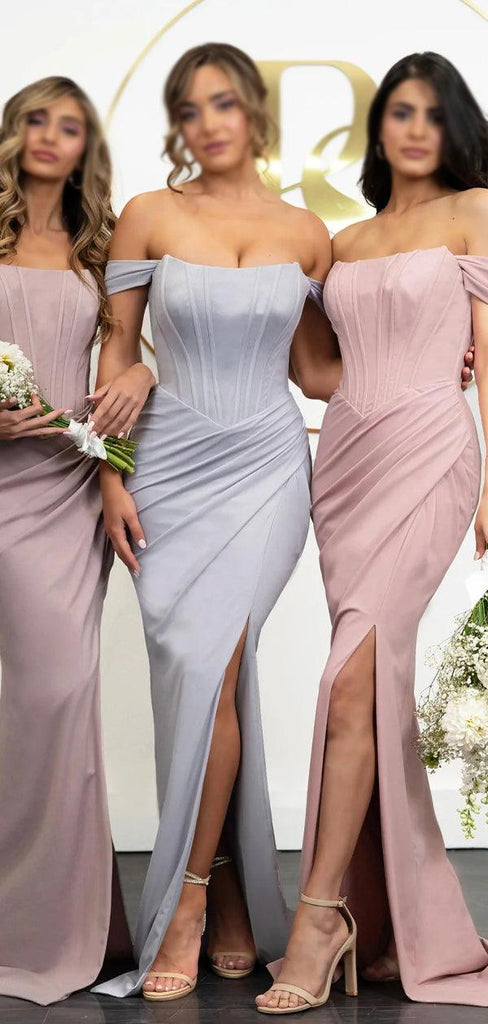 Charming Popular Off the Shoulder New Plus Size Modest Long Formal Bridesmaid Dresses BD207