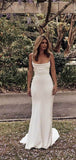 Charming Spaghetti Straps Simple Modest Beach Wedding Dresses WD058