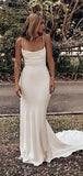 Charming Spaghetti Straps Simple Modest Beach Wedding Dresses WD058
