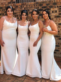Charming Spaghetti Straps Simple Plus Size Elegant Long Simple Bridesmaid Dresses BD223