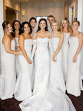 Charming Strapless Modest Popular Plus Size Elegant Long Formal Bridesmaid Dresses BD224