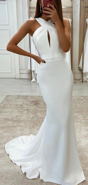 Charming Unique Design Dream Simple Vintage Garden Beach Long Wedding Dresses WD246