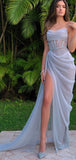 Charming Unique Design Spaghetti Straps Long Evening Prom Dresses with Split PD214