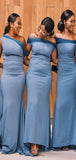 Cheap Blue Mermaid Off the Shoulder Formal Bridesmaid Dresses BD003