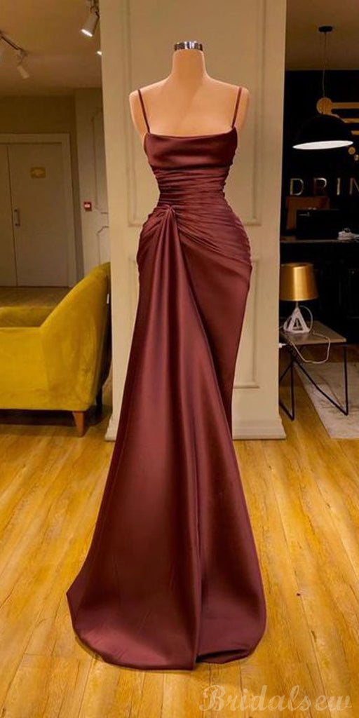 Spaghetti Straps Mermaid Unique Elegant Modest Charming Long Prom Dresses PD154