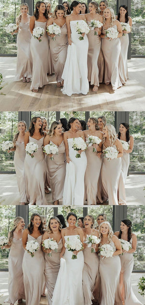 Cheap Simple Spaghetti Straps New Plus Size Elegant Long Formal Bridesmaid Dresses BD212