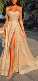 Chic A-line Sweetheart Sparkly Long Prom Dresses Cheap Evening Dress PD144