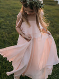 Chiffon Blush Pink Popular Flower Girl Dresses Online FG001