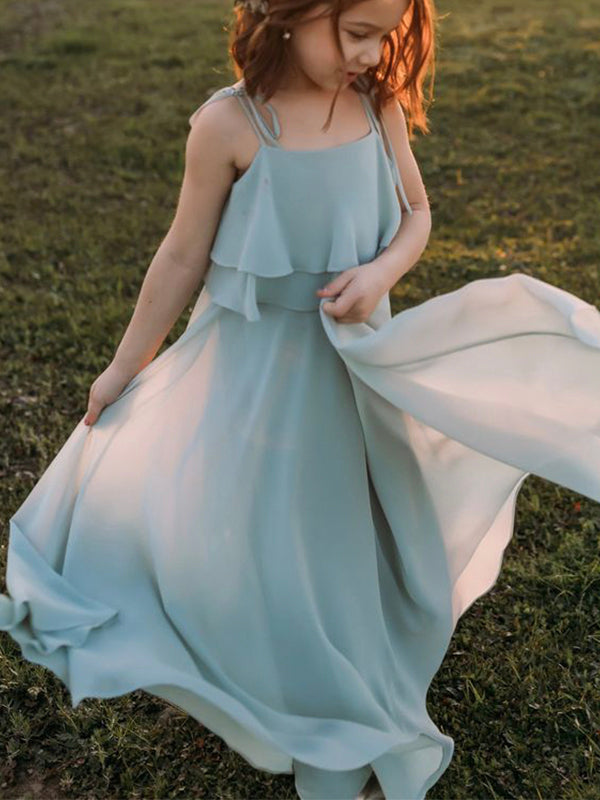 Chiffon Simple Hot Sale Soft Beach Flower Girl Dresses FG002