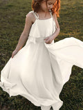 Chiffon Ivory Hot Sale Soft Beach Flower Girl Dresses FG003