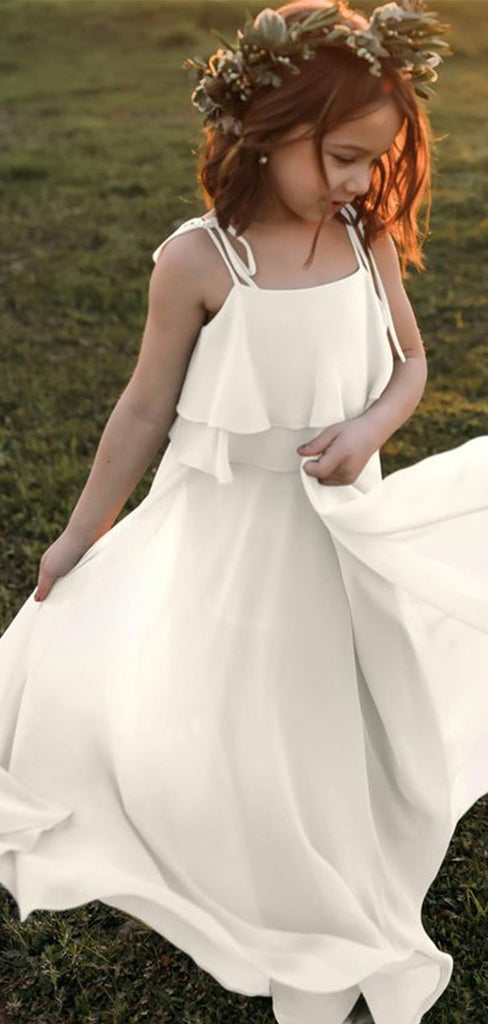 Chiffon Ivory Hot Sale Soft Beach Flower Girl Dresses FG003