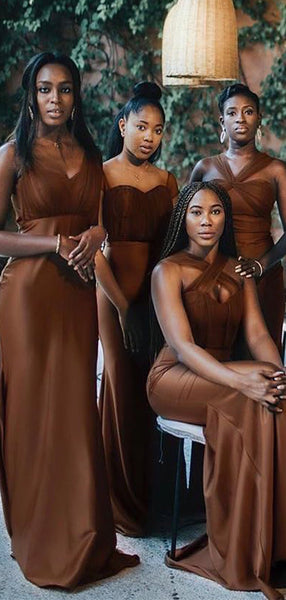 Chocolate Convertible Custom Mermaid Long Formal Bridesmaid Dresses BD –  bridalsew