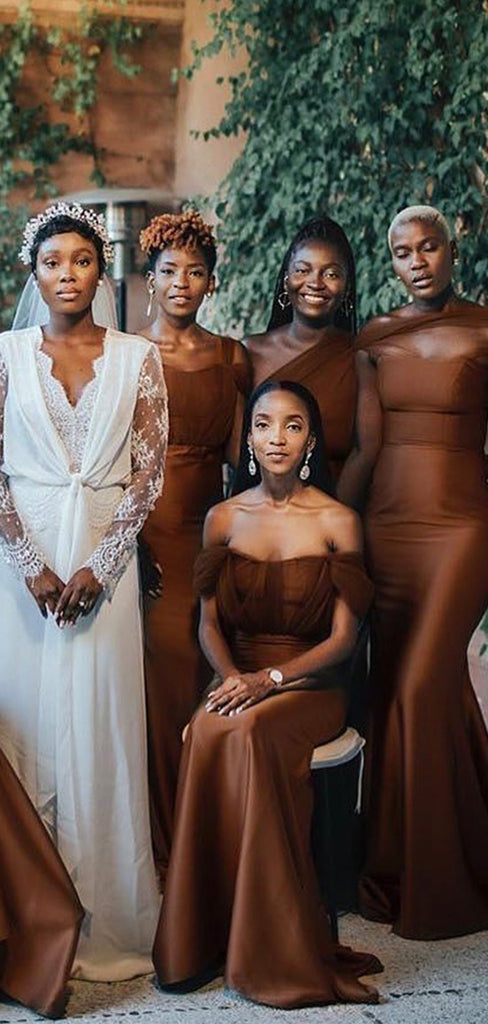 Chocolate Convertible Custom Mermaid Long Formal Bridesmaid Dresses BD090
