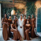 Chocolate Convertible Custom Mermaid Long Formal Bridesmaid Dresses BD090