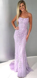 Custom Mermaid Light Purple Popular Elegant Long Prom Dresses PD121