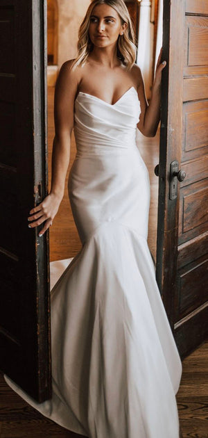 Custom Mermaid Unique Elegant Vintage Beach Long Wedding Dresses WD182