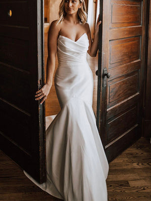 Custom Mermaid Unique Elegant Vintage Beach Long Wedding Dresses WD182
