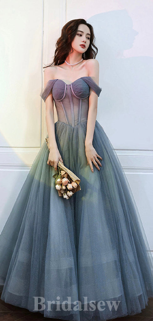 Dark Gray Off the Shoulder Sparkly Princess Modest Popular Long Women Evening Prom Dresses PD816