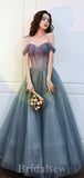 Dark Gray Off the Shoulder Sparkly Princess Modest Popular Long Women Evening Prom Dresses PD816