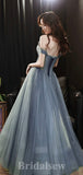 Dark Gray Off the Shoulder Sparkly Princess Modest Popular Long Women Evening Prom Dresses PD816