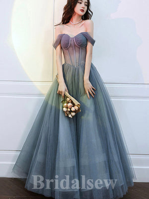 Dark Gray Off the Shoulder Sparkly Princess Modest Popular Long Women Evening Prom Dresses PD816