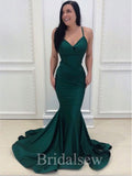 Dark Green Spaghetti Straps Mermaid Elegant Modest Women Long Evening Prom Dresses PD607