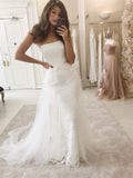 Detachable Unique Lace Strapless Vintage Beach Wedding Dresses WD032