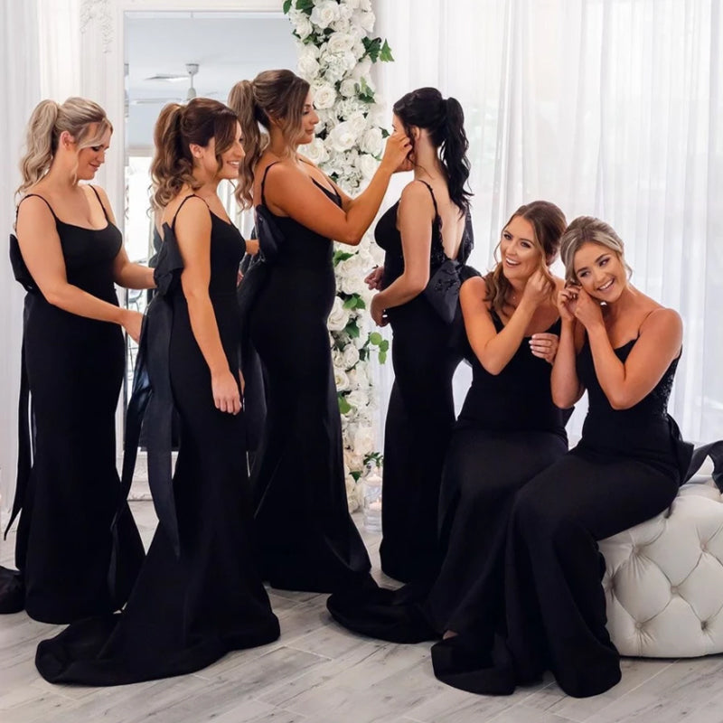 Discount Navy Blue Mermaid Long Bridesmaid Dresses BD010
