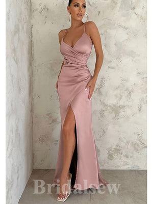 Dusty Pink New Simple Spaghetti Straps Long Mermaid Elegant Party Evening Prom Dresses PD948